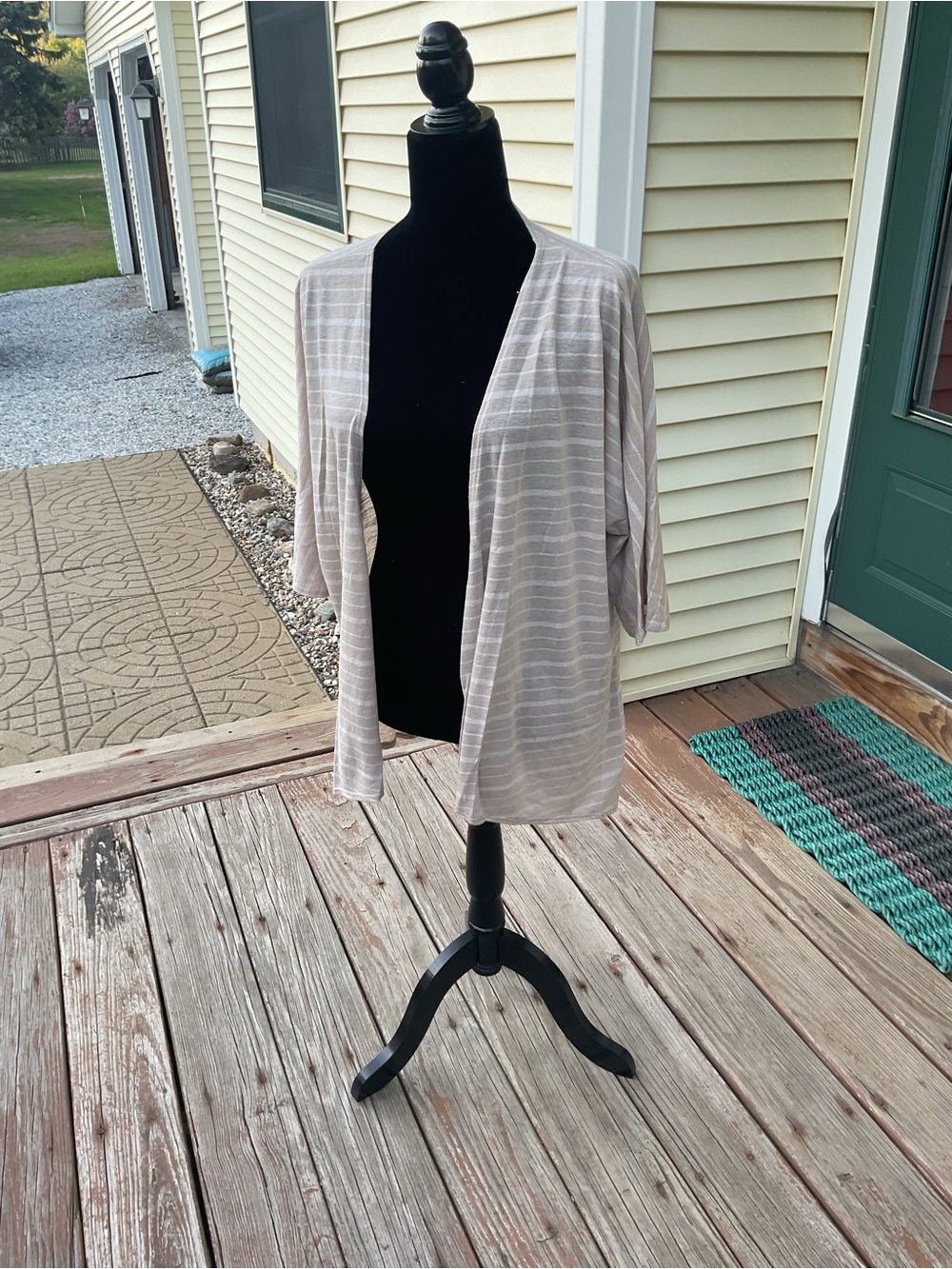 LuLaRoe Beige and Cream Striped Top